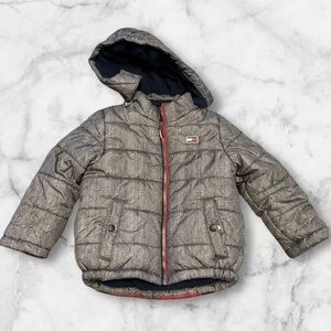 Gray Hooded Puffer Jacket
